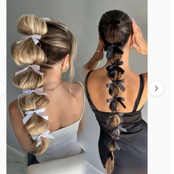 Pack of 8 RED ribbons with hair bands to create bubble braids - RED - NEW - Picture 4 of 7